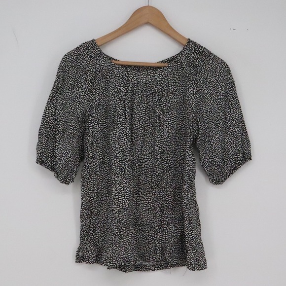Alexander Jordan Tops - Alexander Jordan Blouse Womens S Leopard Print Black White Puff Sleeve Excellent